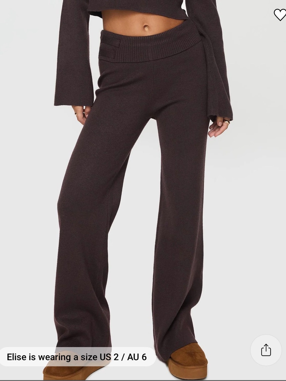 Princess Polly Wide-Leg Knit Pants in Dark Brown